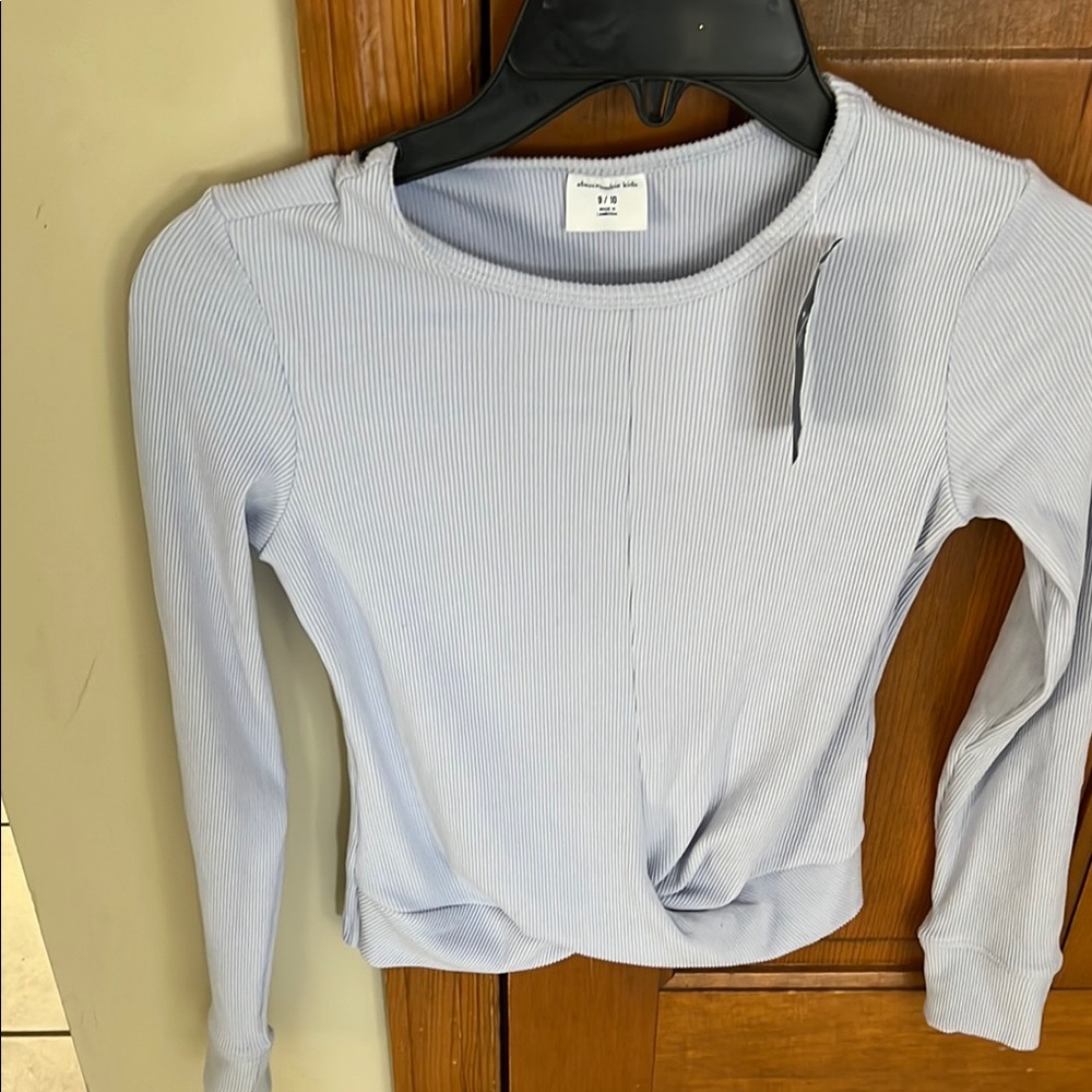 Light Blue Ribbed Long Sleeve Top